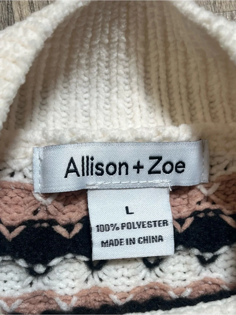 NWT Allison + Zoe Mock Neck Striped Textured Knit Sweater - Size L